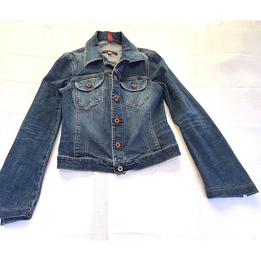 AG Adriano Goldschmied Denim Jacket Medium Bell‎ Sleeve Fitted Y2K - Picture 2 of 14